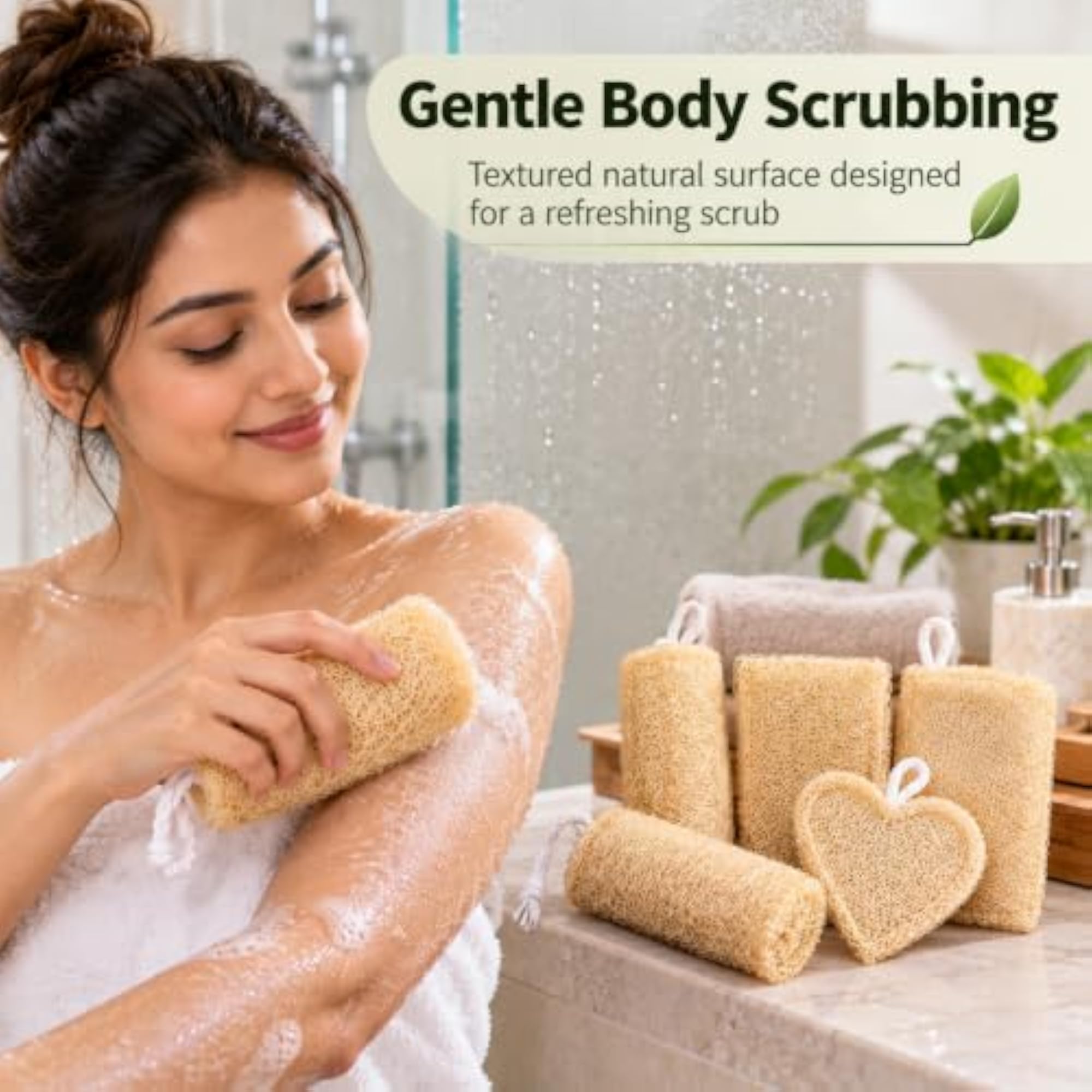 100% Natural Loofah Bath Scrubber 5 Pcs Set, Exfoliating
